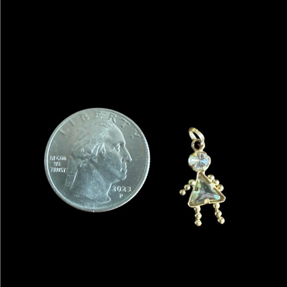 Vintage Italy 14k Yellow Gold Ladies Little Girl Charm Pendant Peridot CZ August - Picture 5 of 6